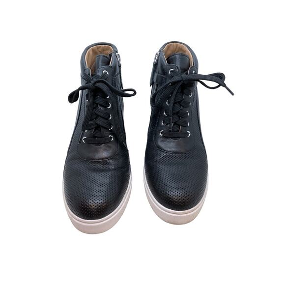 LINEA PAOLO BOOTIES 8.5 M Black Hidden Wedge Sneaker Zip Lace Up Street Style - Picture 9 of 15